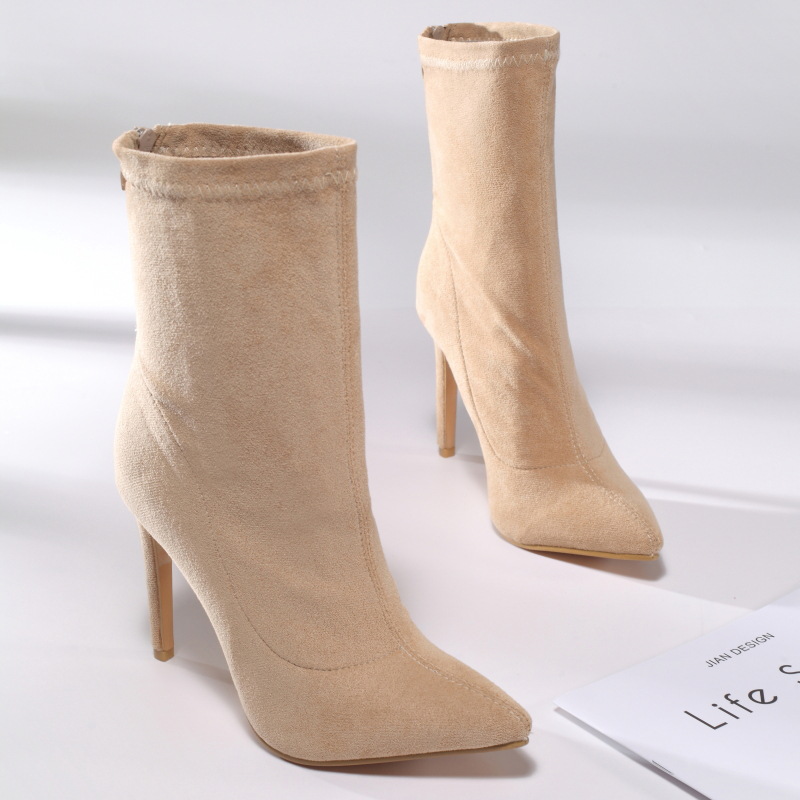Pointed socks for women sexy heel suede boots for women_voghion.com