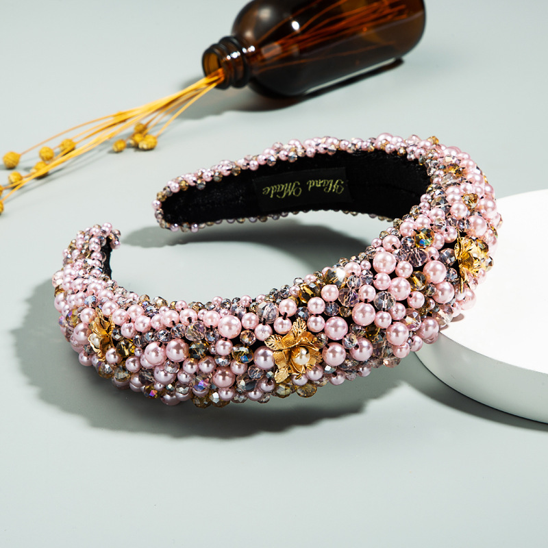 New Retro Dinner Fashion Baroque Gemstone Beaded Boutique Women's Flowers Wild Headband display picture 6
