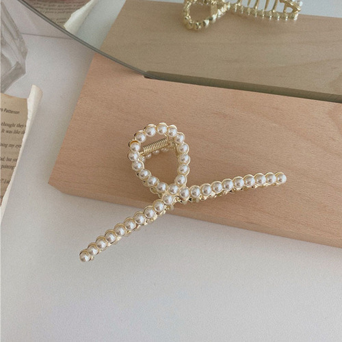 Back of head grabber style pearl zircon large hair grabber hair accessory Korean alloy cool style hairpin