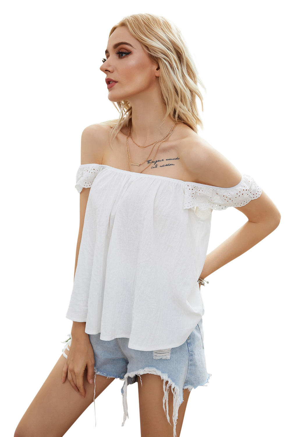 white vest sling lotus leaf lace shirt inside and outside wear home casual top NSDF1537