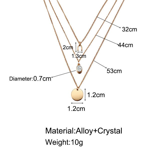 New Zircon Inverted V Shape Multilayer Necklace Retro Alloy Necklaces Clavicle Chain Nihaojewelry display picture 1