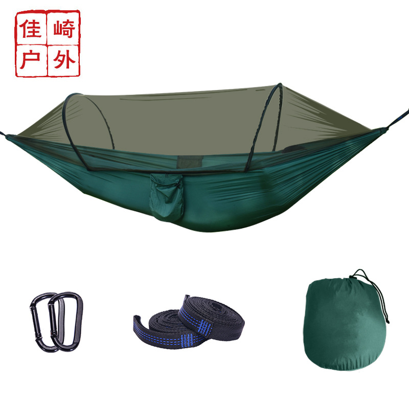自动撑杆户外双人蚊帐吊床尼龙降落伞布防蚊虫防侧单人翻帐篷厂家