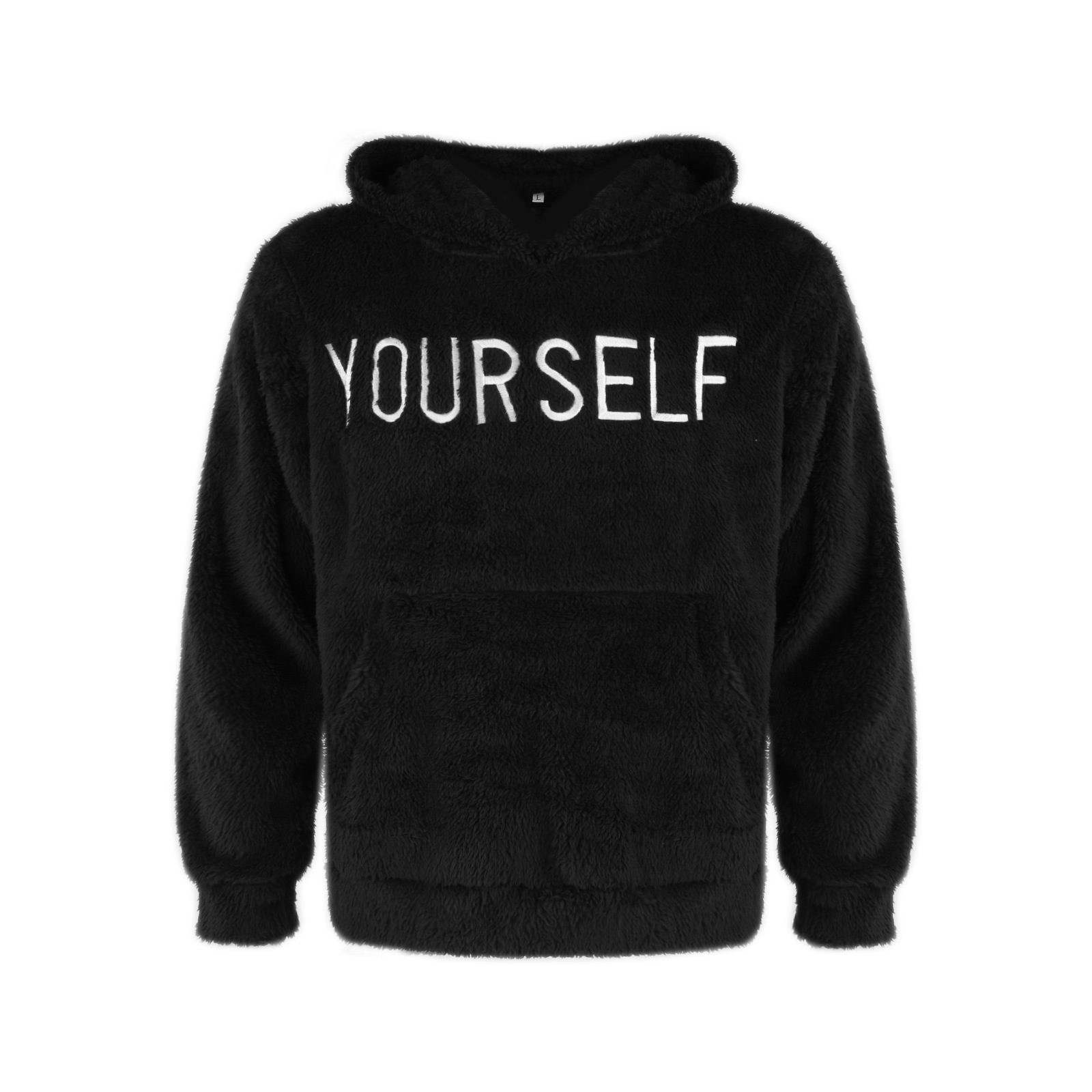 Abbigliamento maschile nuovo autunno e inverno uomo pelliccia cappuccio ricamato colletto tinta unita tasca applicata manica lunga felpa termica_voghion.com
