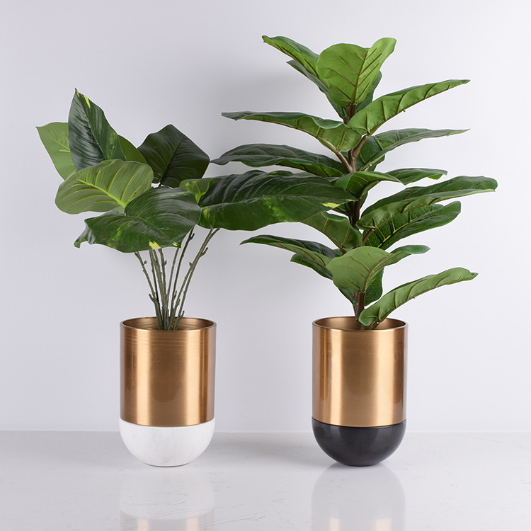 Light extravagance Simplicity Cinnamon Tumbler Metal Marble desktop to ground vase Flower pot Floral organ Decoration Jewelry