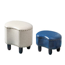 美式实木皮凳子沙发凳家用客厅茶几小板凳KTV试衣间凳子时尚 创意