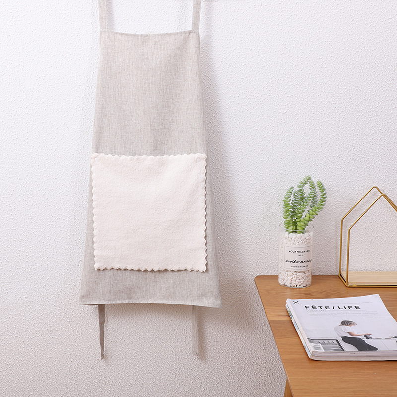 Xiaoyuyouyou 주방 방수 손으로 닦을 수 있는 탈착식 산호 벨벳 세련된 청소 앞치마 공장 직접 공급