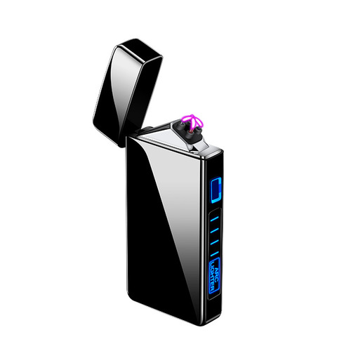 Stylish Flame lighter with double electric arc USB windproof metal personal logo creative gift wholesale