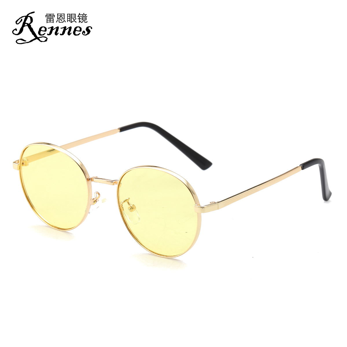 Nueva moda hombres y mujeres de marco redondo gafas de sol Liu Renna mismo retro gafas de sol de las mujeres gafas lisas 381