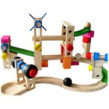 滚珠轨道车儿童玩具 木制过山车轨道积木 木制智力启智早教轨道车