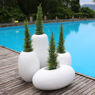 Shenzhen Fiberglass Pebble Flowerpot European Style Old Retro Imitation Stone House Garden Gardening Green Plant Creative Flowerpot