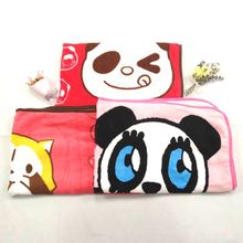 工厂专业生产毛毯出口日本100%针检卡通熊猫包边工艺可爱少女喜欢