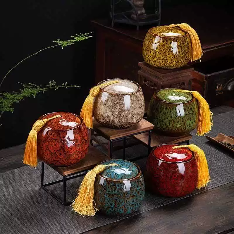 Керамические чайные банки Портативные Герметичные банки для печи Бытовые банки для хранения чая Ароматизатор Порошок Банки для лекарств Логотип Заводской магазин