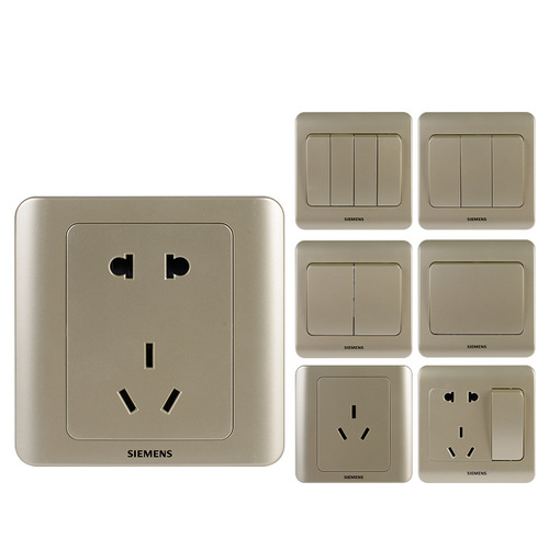 Switch socket Siemens Vision Golden Brown 86 type switch socket panel oblique five-hole socket telephone computer set