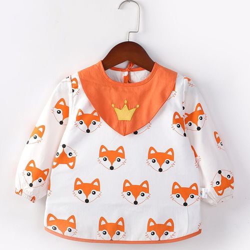 Baby overall spring and autumn pure cotton waterproof thin children's eating coat for boys apron for girls reverse dress baby bib
