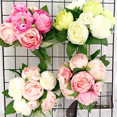 European-style simulated flower bouquets of roses and peonies for weddings, bouquets, handwritten notes, restaurant home coffee table decoration floral art