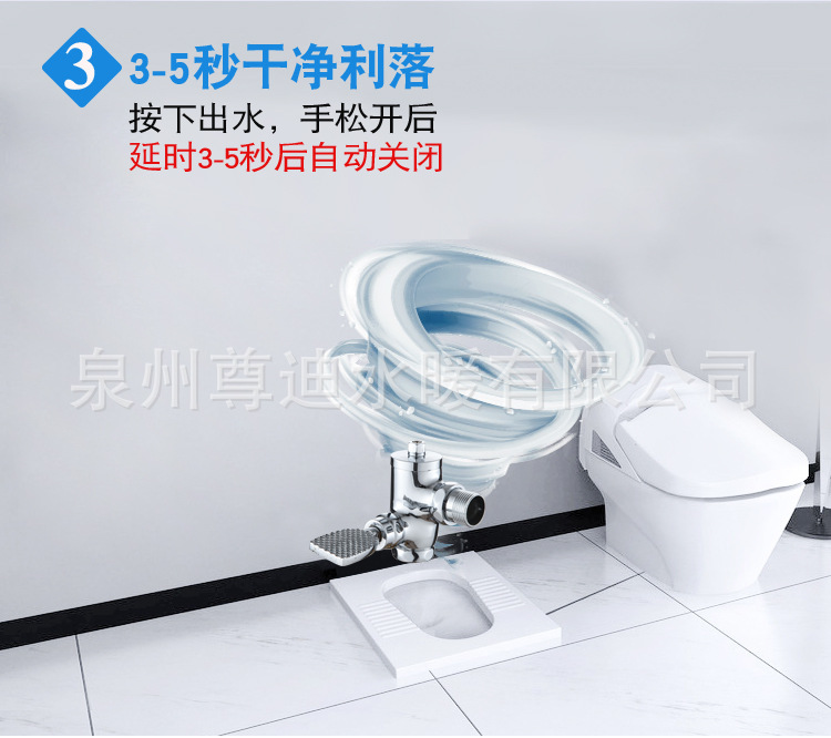 The manufacturer directly supplies large foot pedal flushing valve with large corner self-closing delay hand-press flushing valve and wall-mounted foot pedal valve Item Picture