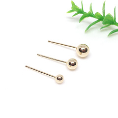 14k gold-plated color-preserving earrings, S925 silver needle bean-shaped stud earrings, polished simple round ball earrings, earring accessories material