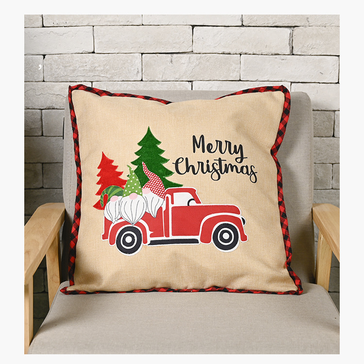 Haobei Christmas decorations Forest old man car pillow case linen pillowcase pillowcase square pillowcase_voghion.com