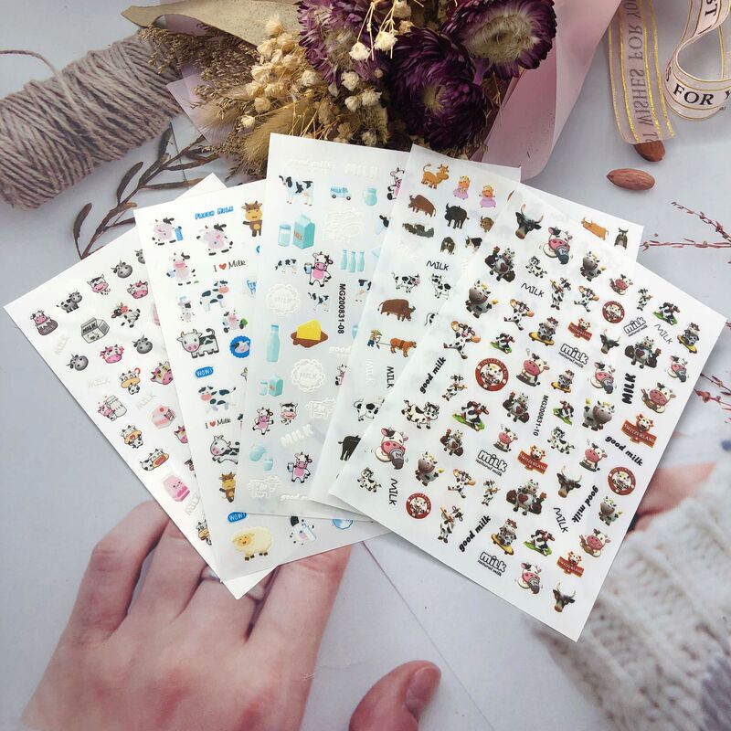 diy Japanese Nail Art Stickers Thin Glue Nail Art Stickers Cute Cow September New Factory Direct Supply