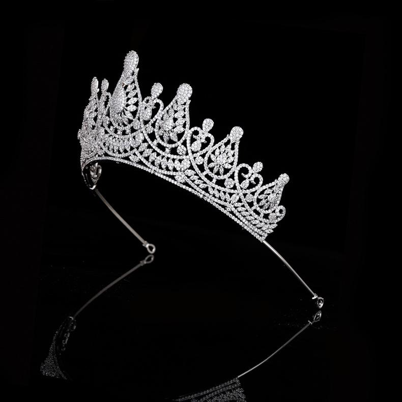 Title 12, Micro Set Zircon Crown Wedding Headwear Bridal ...