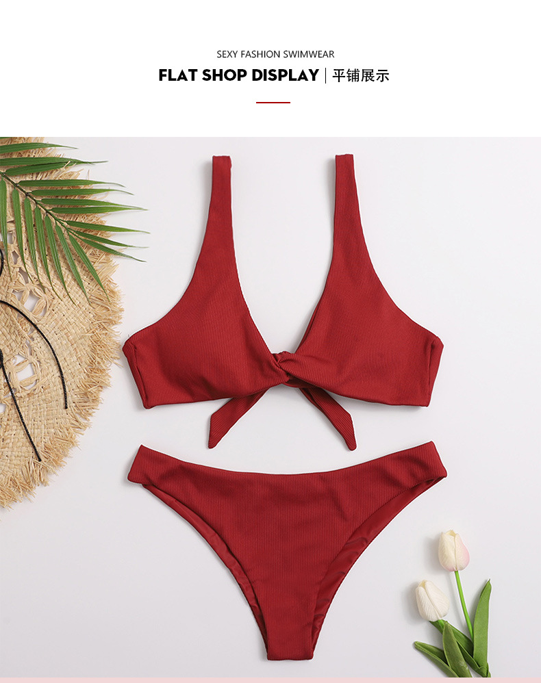 solid color sexy triangle split swimsuit  NSHL31401