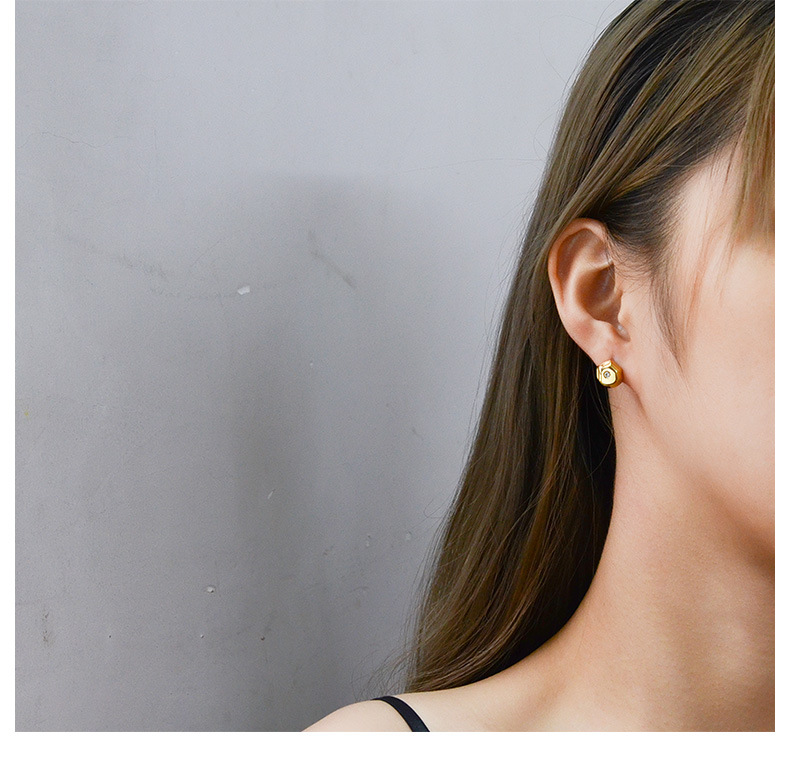 Fashion Trend Different Irregular Curved Small Round Diamond Titanium Steel Earrings display picture 9