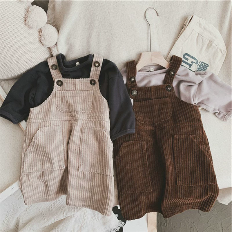 Corduroy Pinafore Dress for Kids, Body-Friendly Vest Style, Autumn Sleeveless, Sizes 95–130 cm