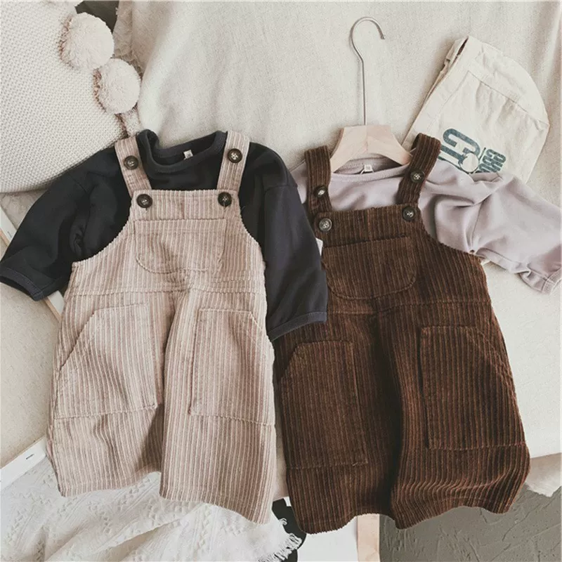 Corduroy Pinafore Dress for Kids, Body-Friendly Vest Style, Autumn Sleeveless, Sizes 95–130 cm