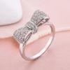 Accessory, zirconium with bow, ring with stone, wish, Korean style, silver 925 sample, simple and elegant design, wholesale
