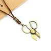 Bronze metal scissors hip-hop style, pendant, necklace, chain, sweater, European style