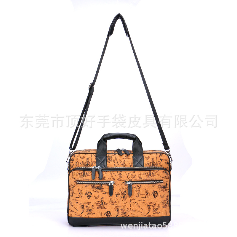 Japanese and Korean Style New Real Wood Grain Shoulder ComPUter Bag Waterproof Multi-functional Cork Pu Laptop Bag