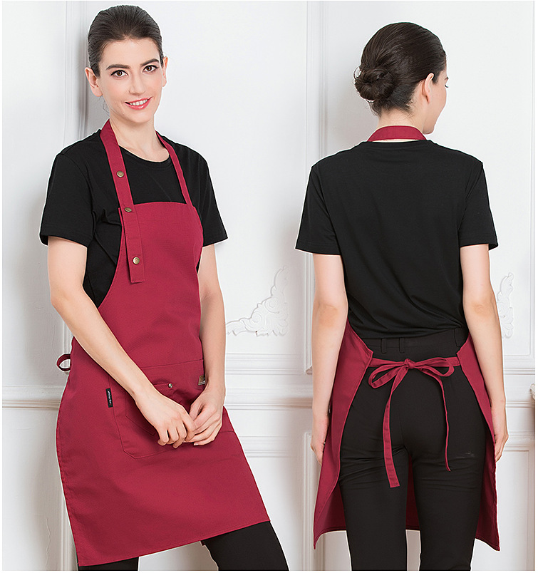 帆布牛仔韩版时尚工作服围裙女定制logo印字奶茶咖啡花店烘焙美甲