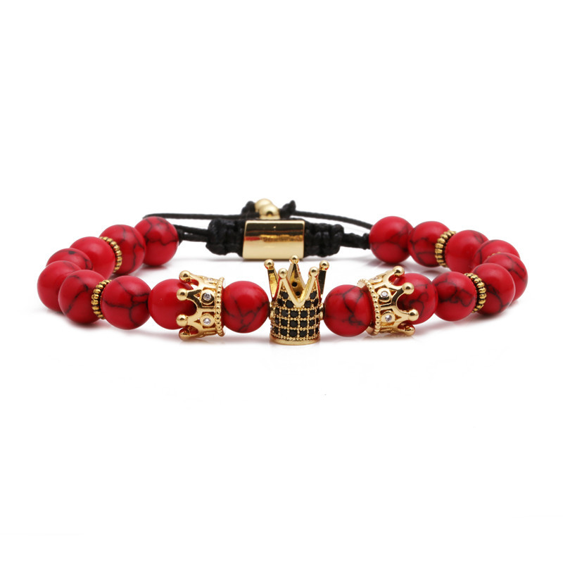 Pulsera Con Cuentas De Piedra Volcánica Roja Turquesa display picture 6