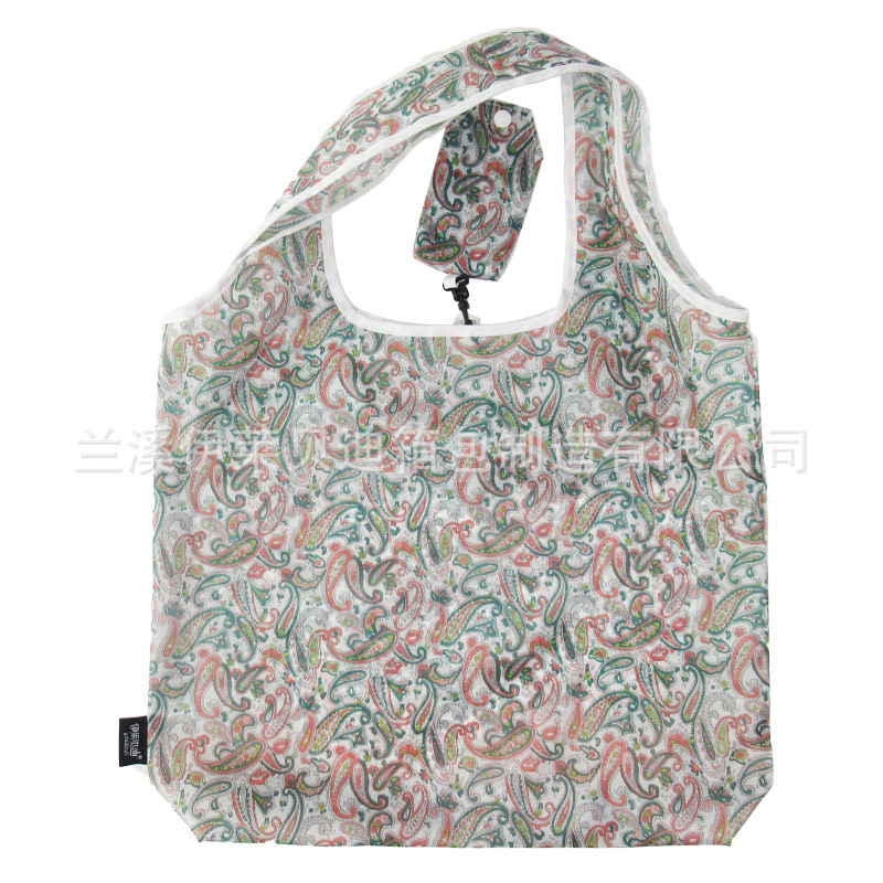 简约清新190T环保购物袋便携折叠手提收纳袋长手提背心折叠购物袋