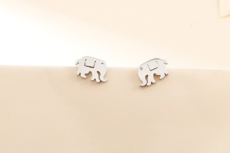 fashion stainless steel auspicious elephant creative clavicle necklace earrings jewelry set wholesal