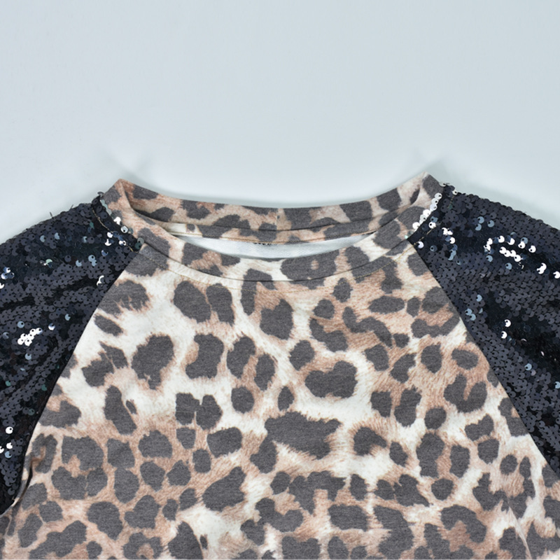 spring autumn stitching leopard print base shirt  NSKL32961