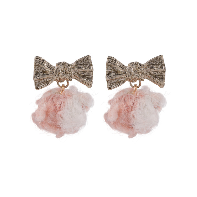 New Soft Lamb Hair Ball Bow Autumn And Winter Earrings display picture 8