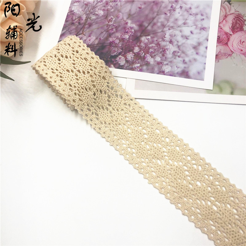 4CM波浪边棉线蕾丝花边辅料 布艺桌布窗帘材料装饰 DIY头饰蕾丝带