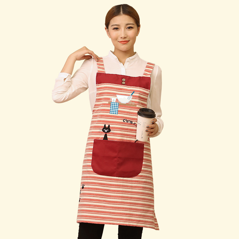 Manicura leche tienda de té delantal Impresión de logotipo personalizado lindo japonés moda mujer casa cintura hombres overoles de cocina