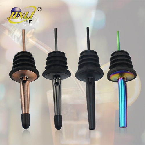 Stainless steel wine pourer, bartending spout, wine pouring oil bottle stopper, bronze-plated flow guide, colorful bartending set, gun black