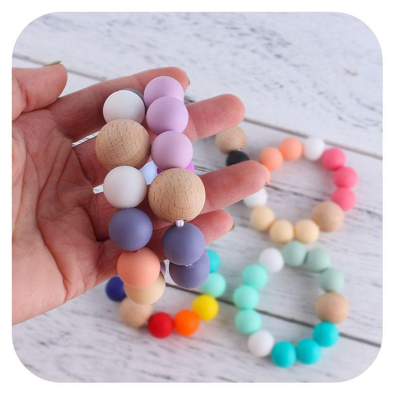 Nueva DIY creativo Beech cuentas de silicona pulsera juguete teether Seguridad Protección del Medio Ambiente cuentas de silicona pulsera teether stick