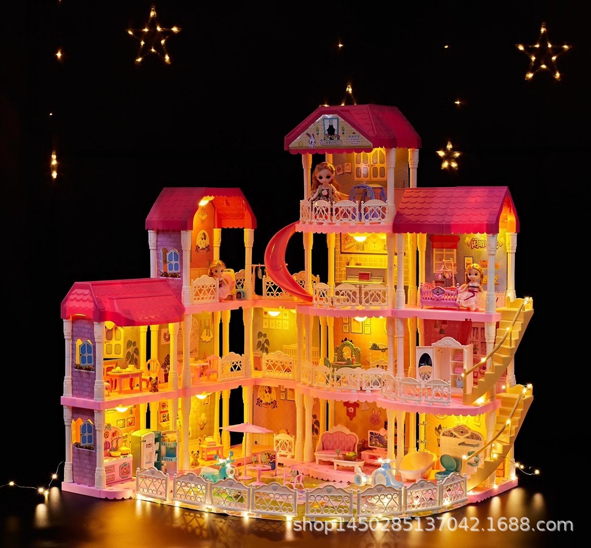 girl DIY Take the fight Castle villa lighting music Dream luxury House Toys Puzzle Take the fight princess Castle