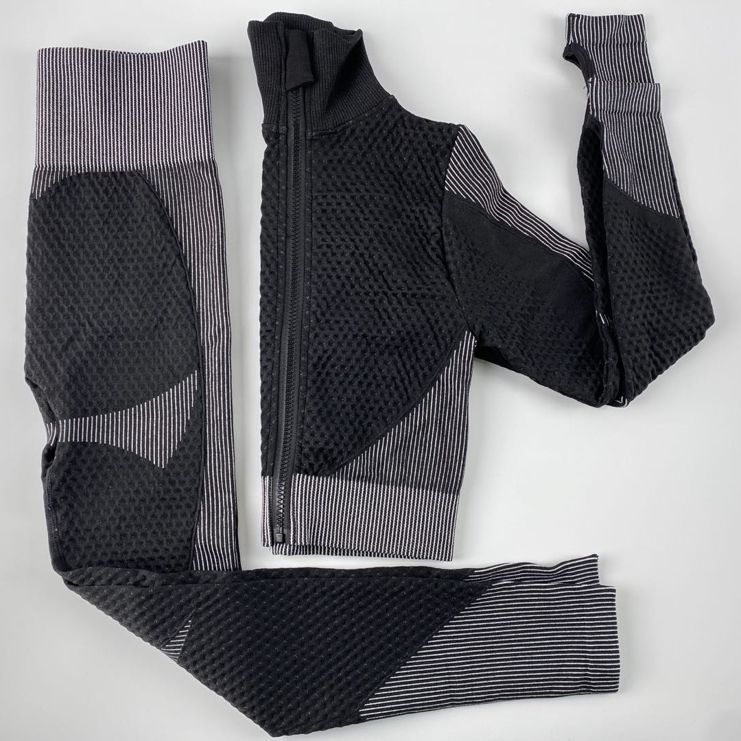 seamless knitted jacquard hip fitness suit NSLX9014