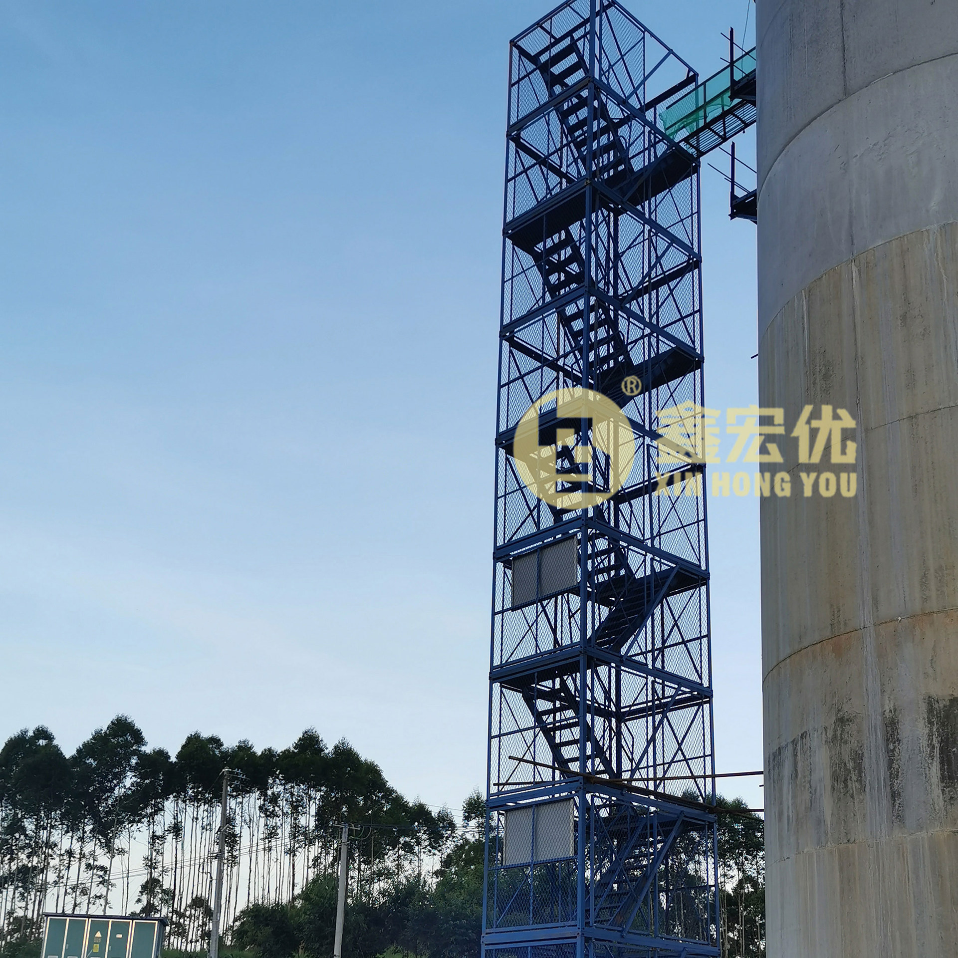 宏优 梯笼厂家 箱式梯笼 桥梁施工安全梯笼 高速桥墩地铁基坑梯笼