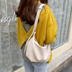 Korean Autumn/Winter New Retro Minimalist Pleated Clamshell Bag for Women, Ins Style, Fashionable and Versatile Shoulder Bag with Crossbody Cowhide Bag