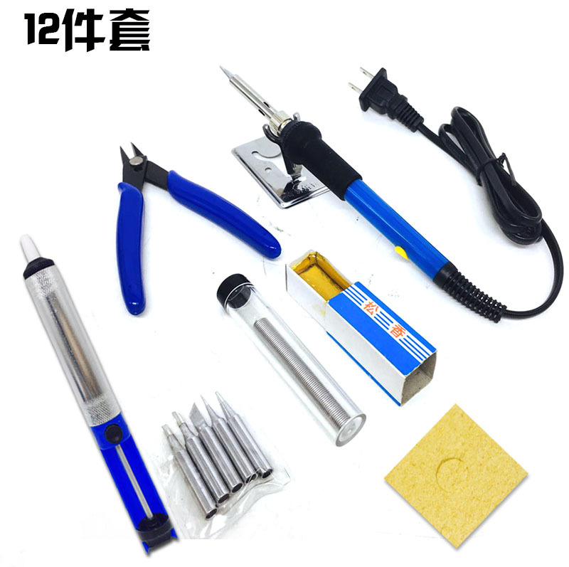 跨境60W可调温直插式电烙铁 110V电焊锡笔家用维修焊接线电洛铁