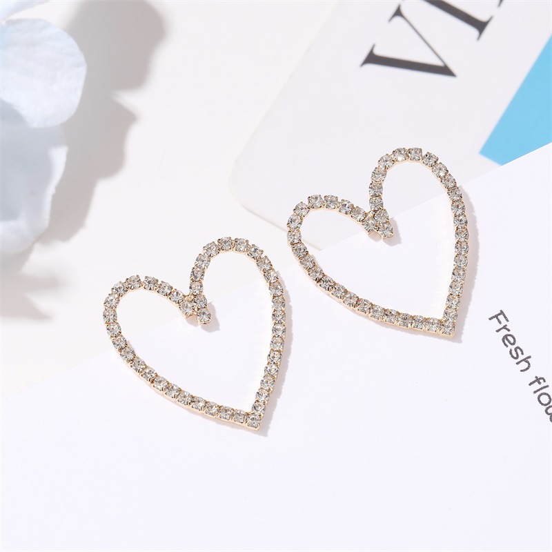 Simple Style Heart Plating Alloy Artificial Gemstones Earrings Ear Studs display picture 4
