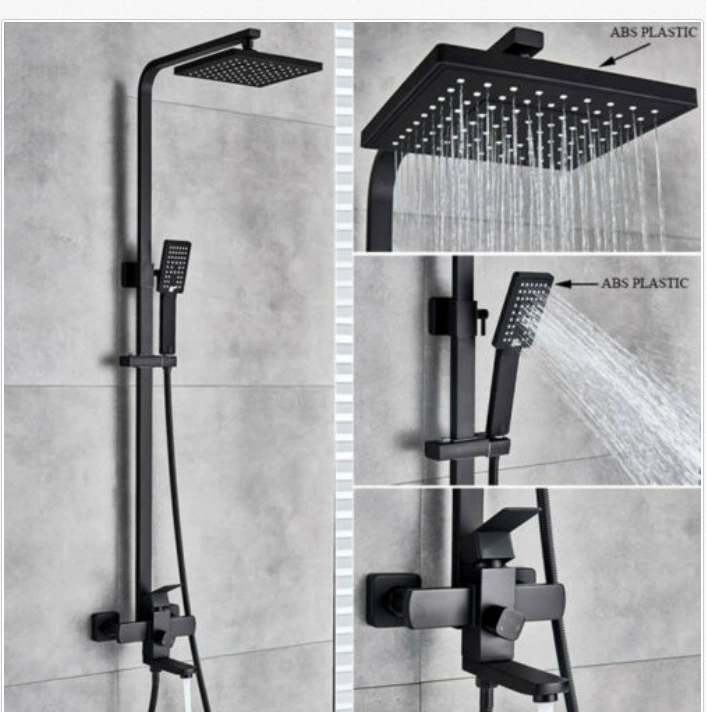 Горячий и холодный кран черный 8 дюймов душ очарование радуги душ ручной душ система верхнего спрей