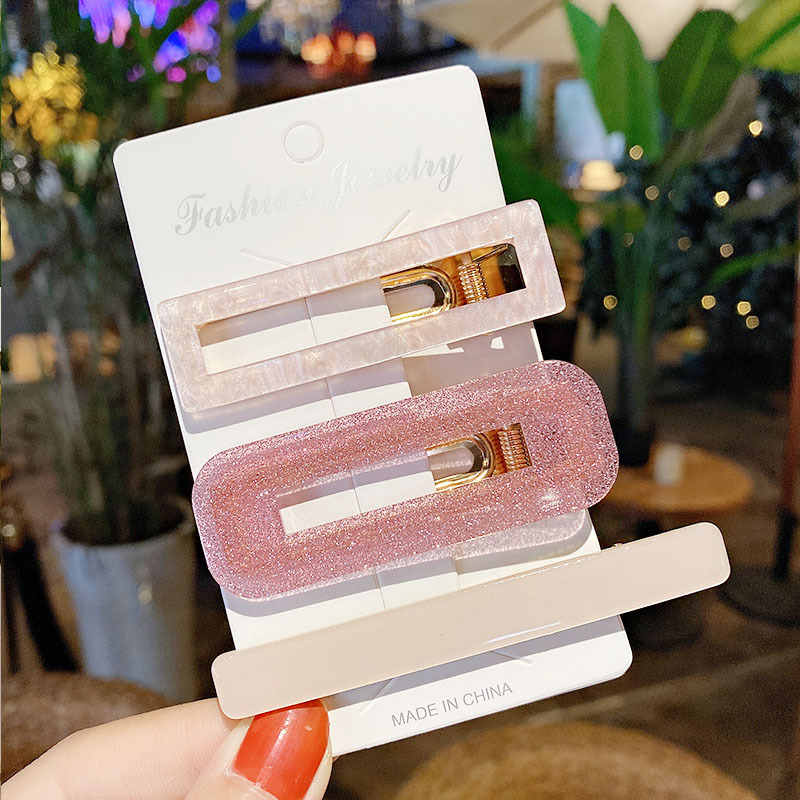 25g Weight Headwear Classification Festival Occasion Arylic Material Geometric Pattern Women'S Gender Korean Acrylic Hairpin 3 Piece Set Side Clip Bangs Clip Girl Clip  Wholesale 8