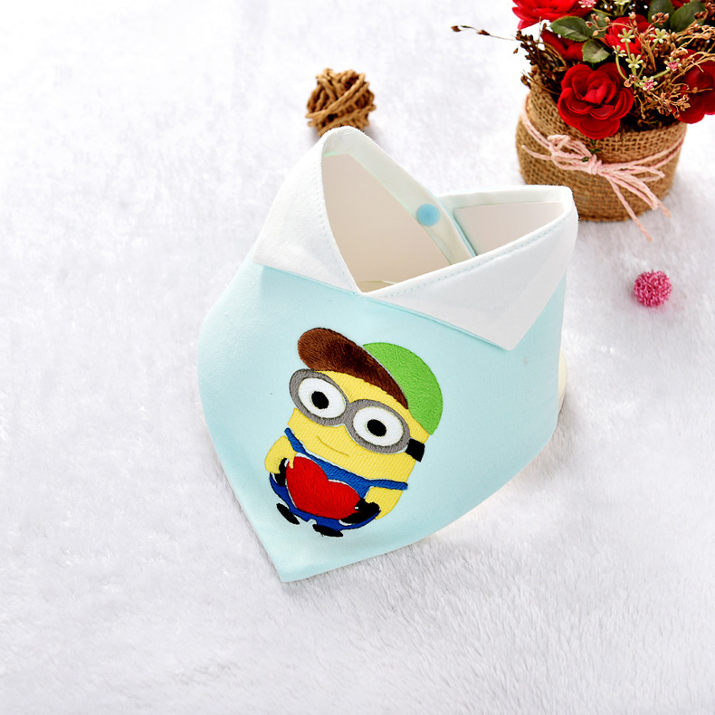 double-deck Snaps baby Bandage Cartoon cotton adjust baby waterproof Bib triangle Collar Bibs